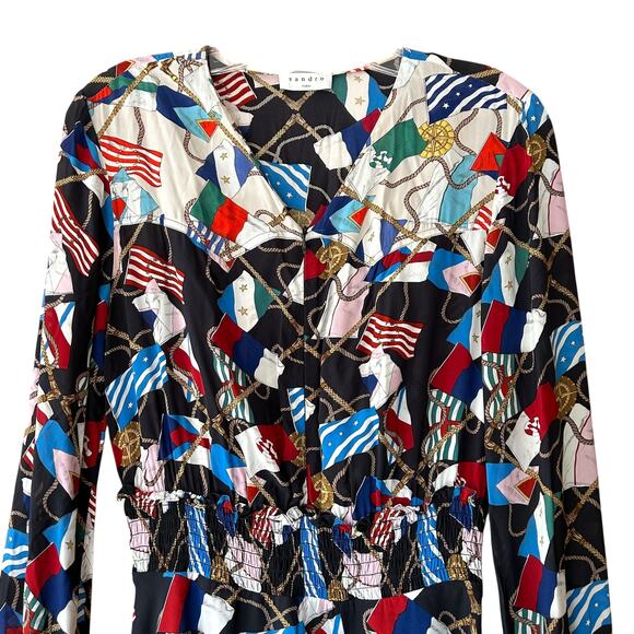 Sandro Paris Indar Dress Signal Flag Nautical Print Size 36 S - Picture 6 of 11